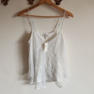NWT Eri + Ali White Gray Striped Tank Top Lightweight Lined Small